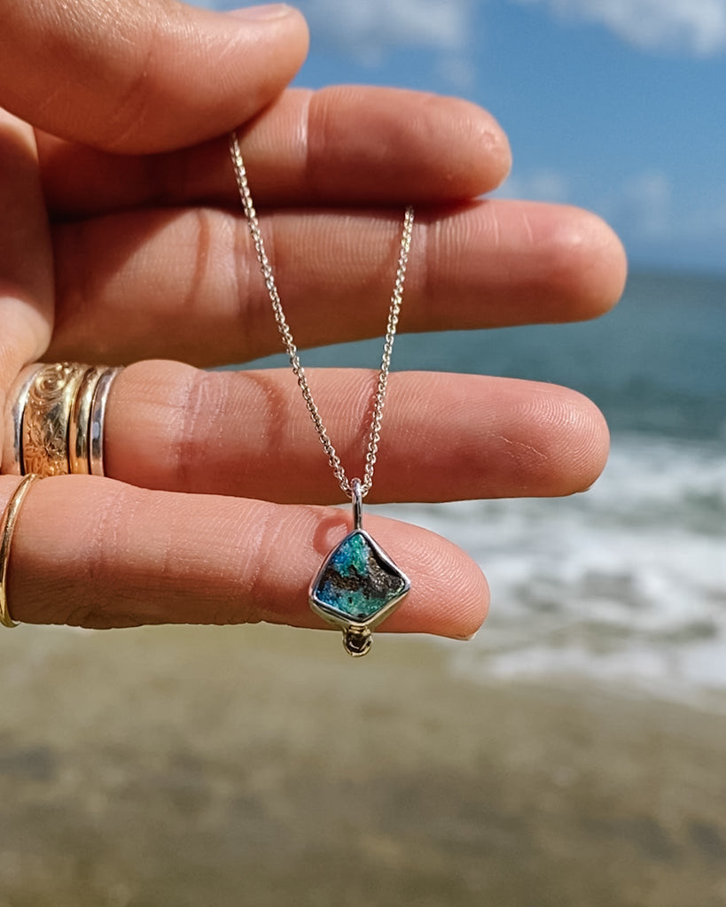 Australian Boulder Opal Necklace in Mixed Metals