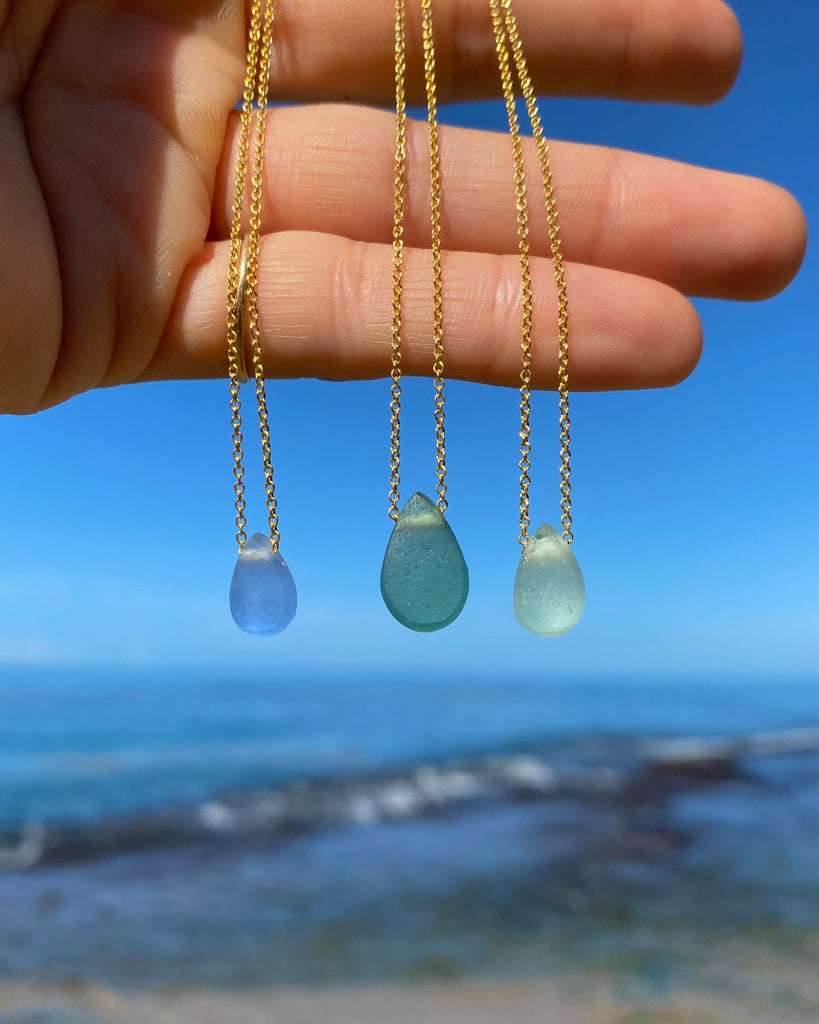 sea glass ocean drop necklaces