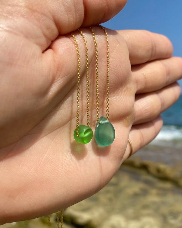 Shaped Sea Glass Necklaces in Gold