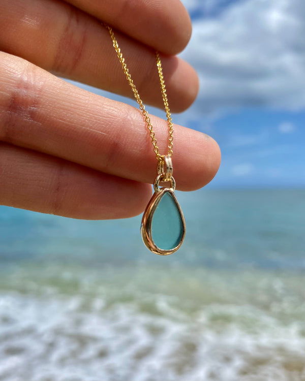 Sea Glass Shapes in Rare Colors Set in Gold