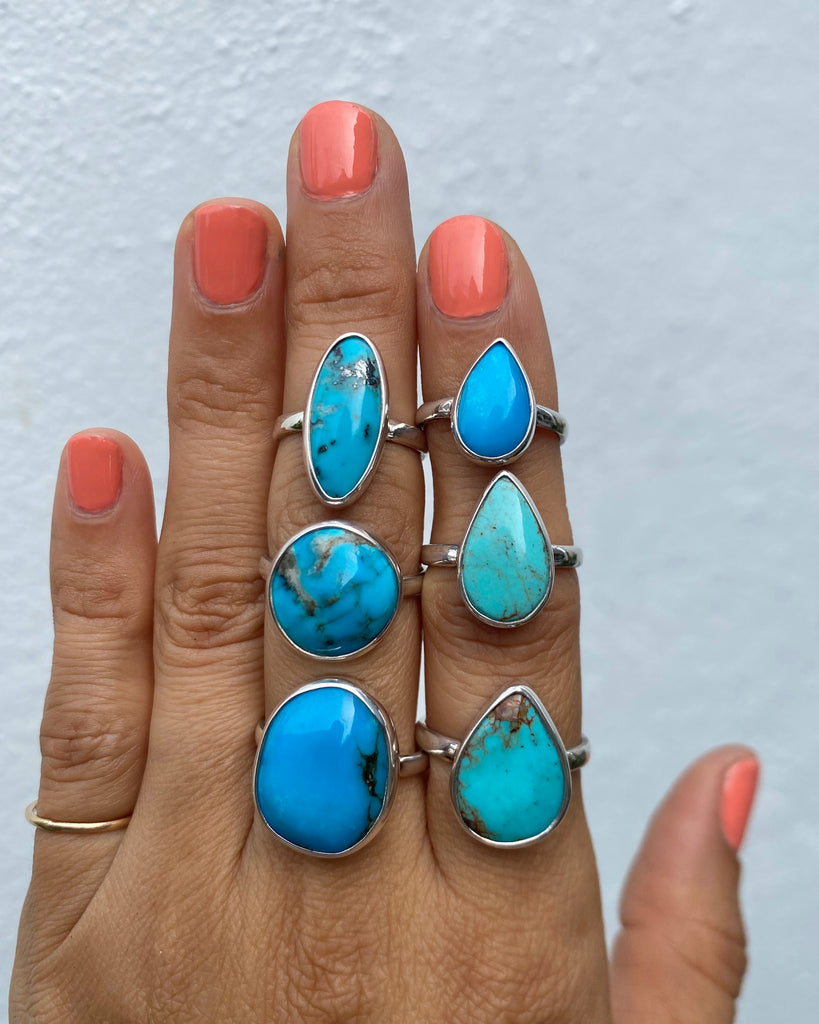 old stock American mined Turquoise rings in silver