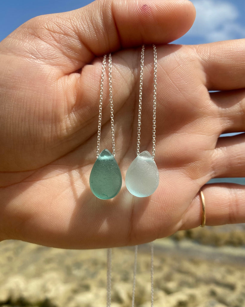 Shaped Sea Glass Necklaces in Silver