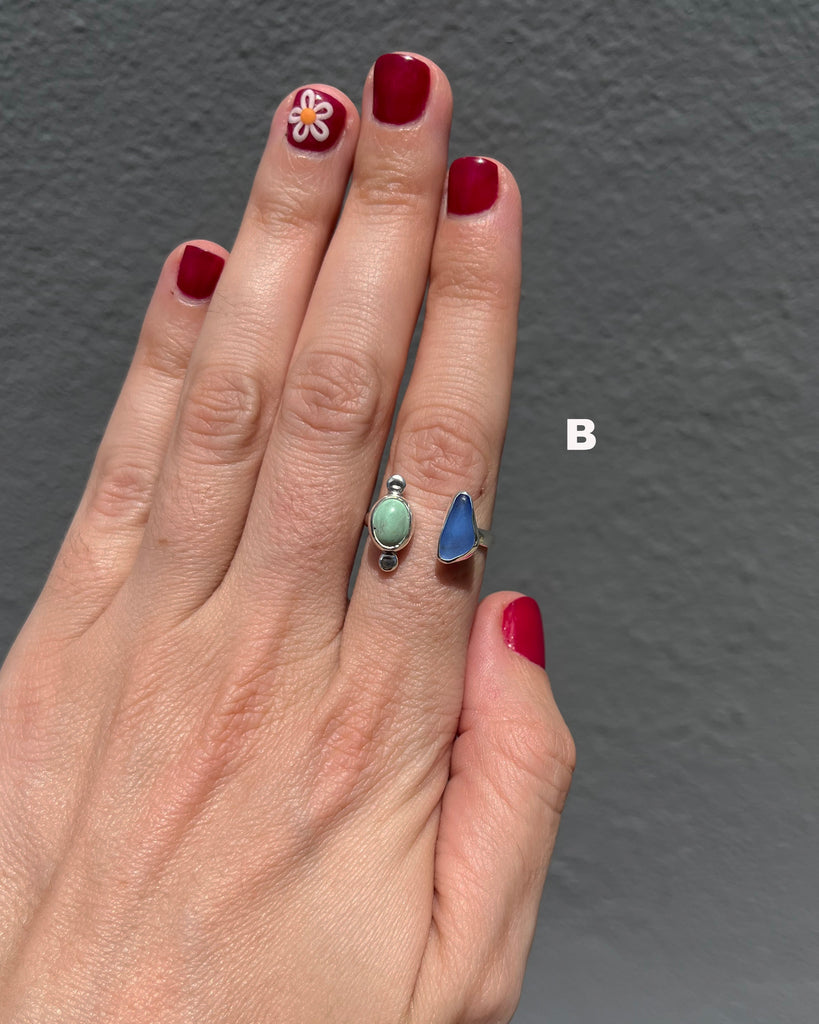 turquoise + sea glass in sterling silver