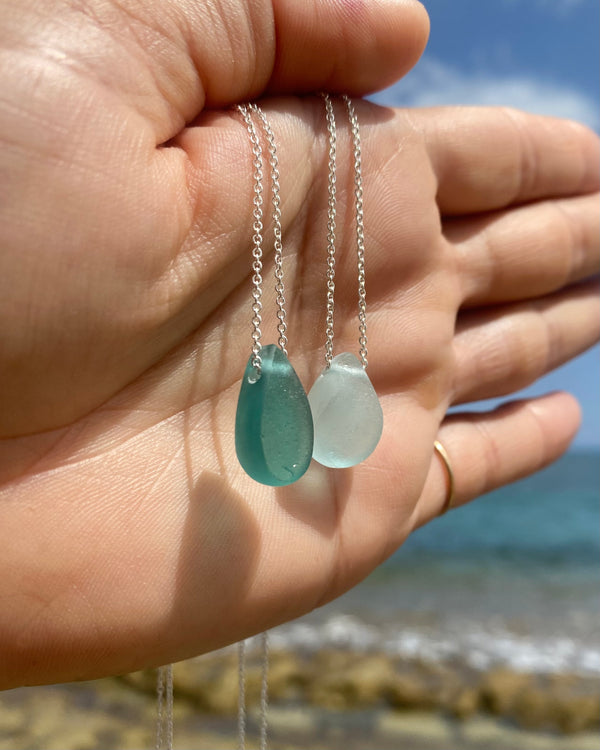 Shaped Sea Glass Necklaces in Silver