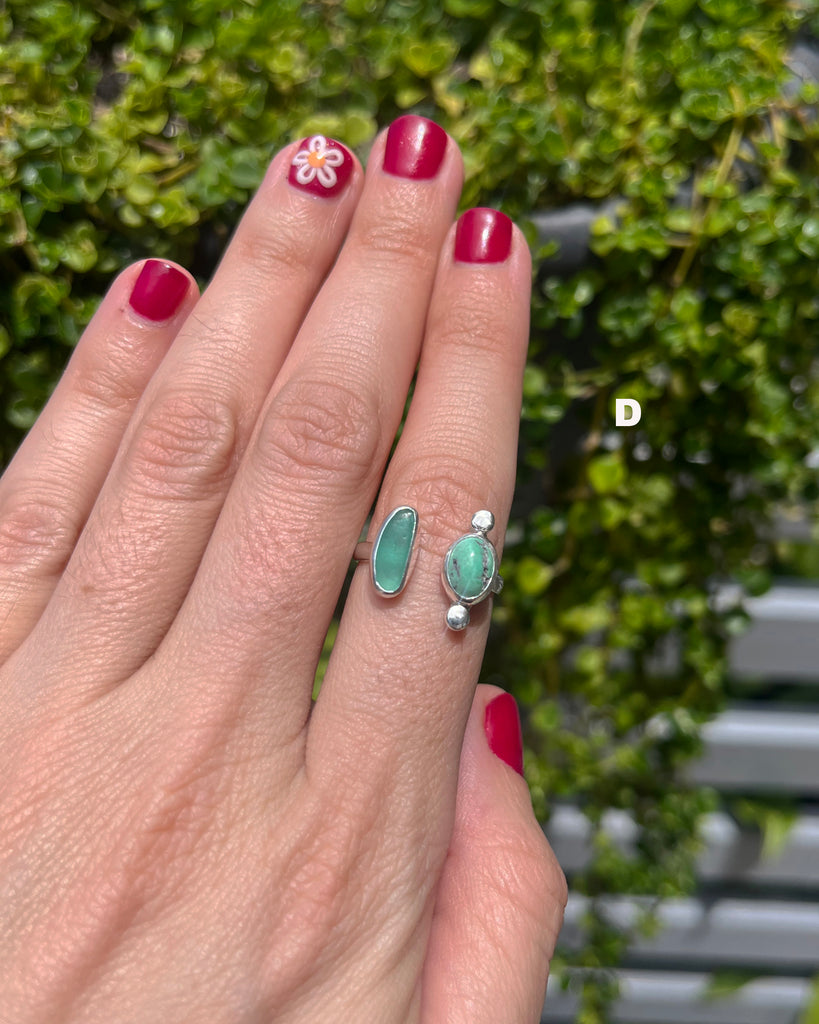 turquoise + sea glass in sterling silver
