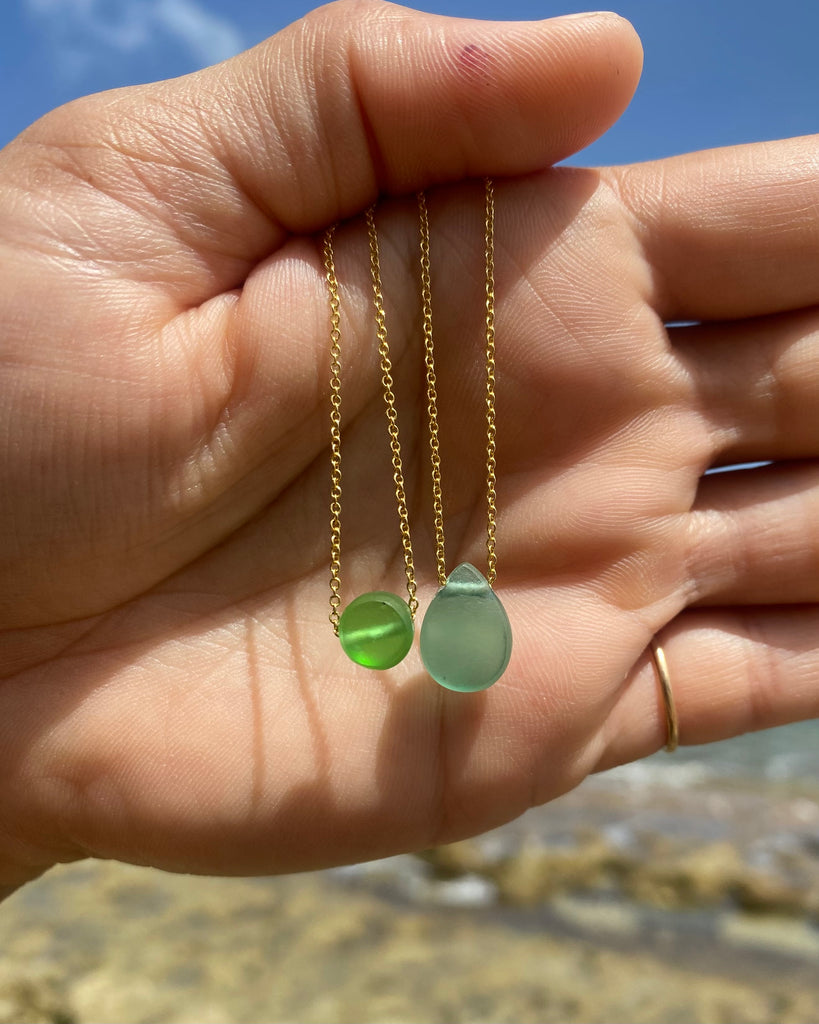 Shaped Sea Glass Necklaces in Gold