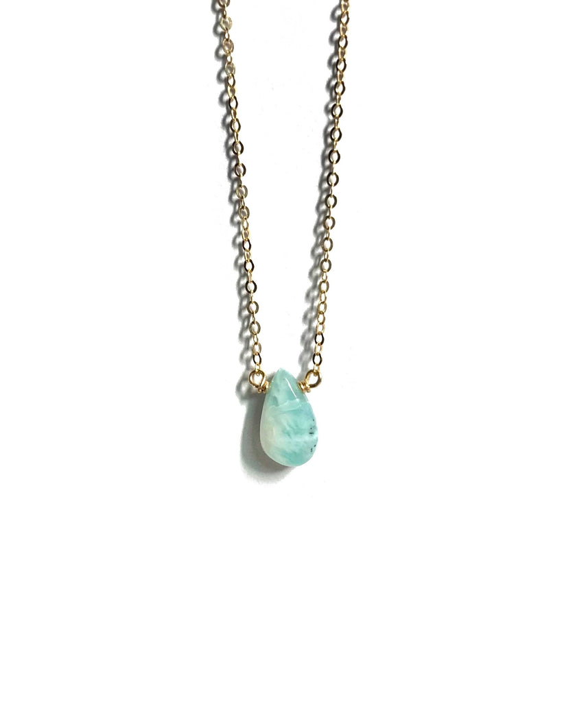 dainty larimar drop necklace in silver or gold