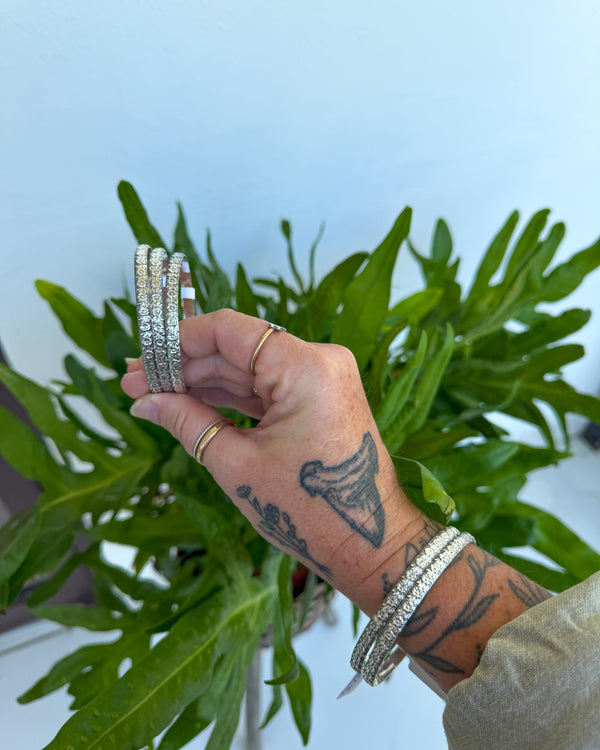 Sterling Silver Floral Stacking Bangle