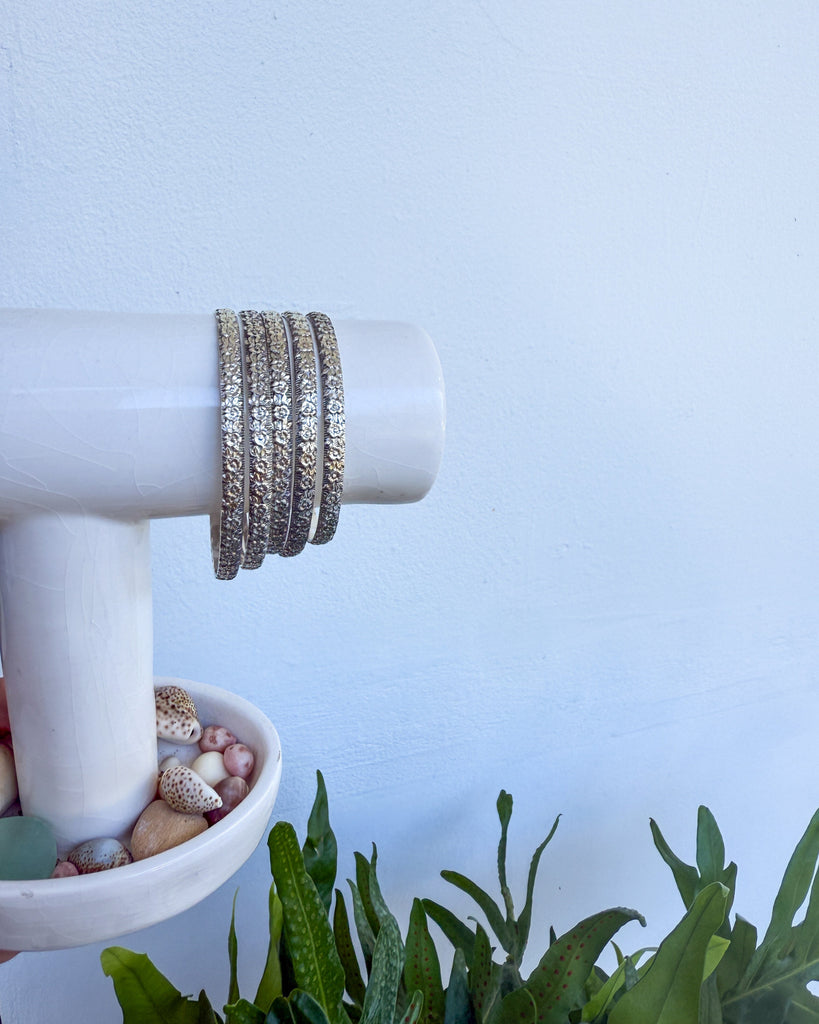 Sterling Silver Floral Stacking Bangle