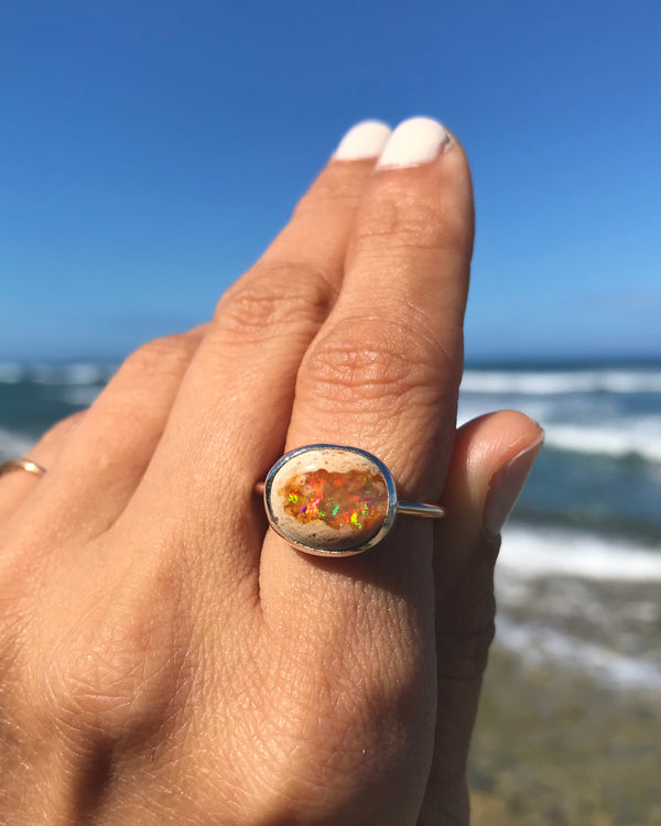 cantera opal ring #3 in mixed metals, size 9