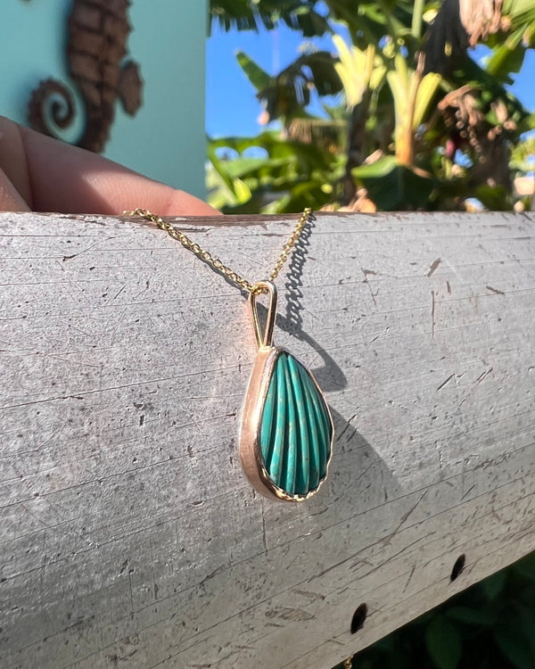 Turquoise Shell Pendant in Gold