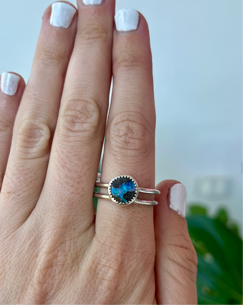 Australian Boulder Opal Ring in sterling silver, size 9
