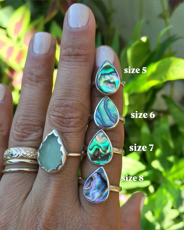 tear drop magic ocean abalone ring