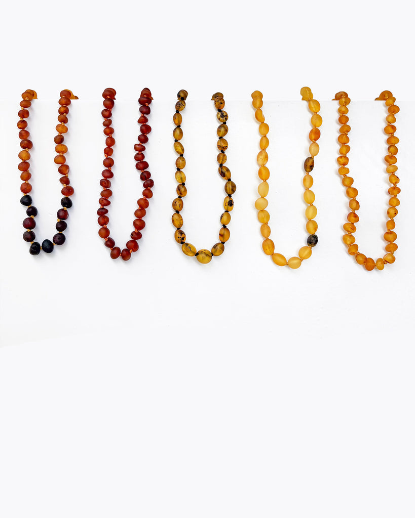 Beaded Raw Amber Teething Necklace for Baby
