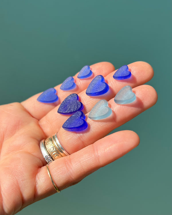 Made to Order - Sea Glass Hearts in Shades of Blue