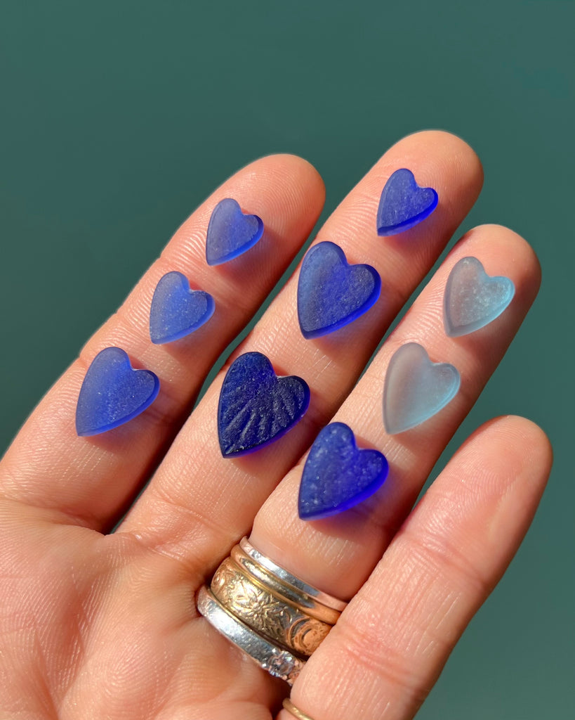 Made to Order - Sea Glass Hearts in Shades of Blue