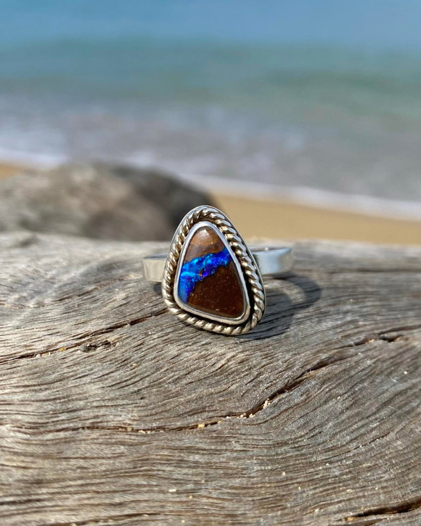 Australian boulder opal ring, size 7 3/4