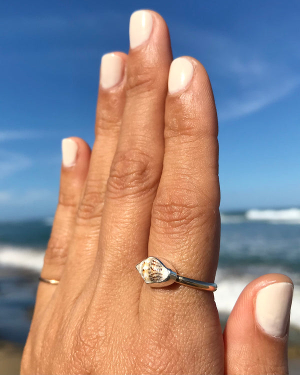 made to order - tiny shell ring in mixed metals