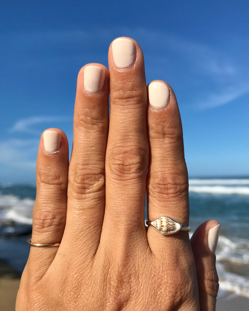 tiny shell ring in mixed metals, made to order
