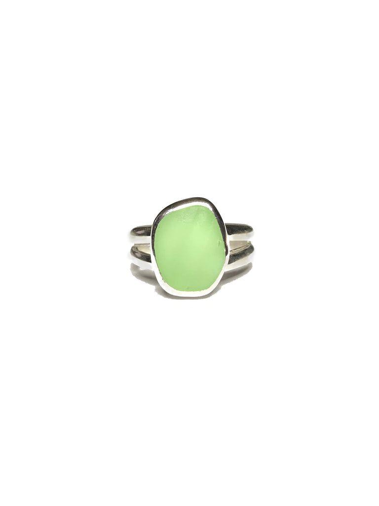 light green sea glass ring