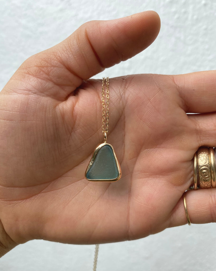 sea glass pendants in 14k gold filled