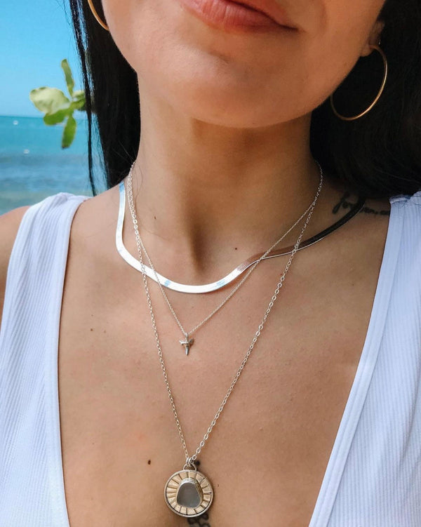 mini shark tooth necklace in silver or gold
