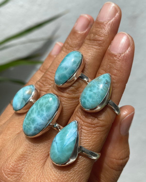 ON SALE - larimar statement rings in silver