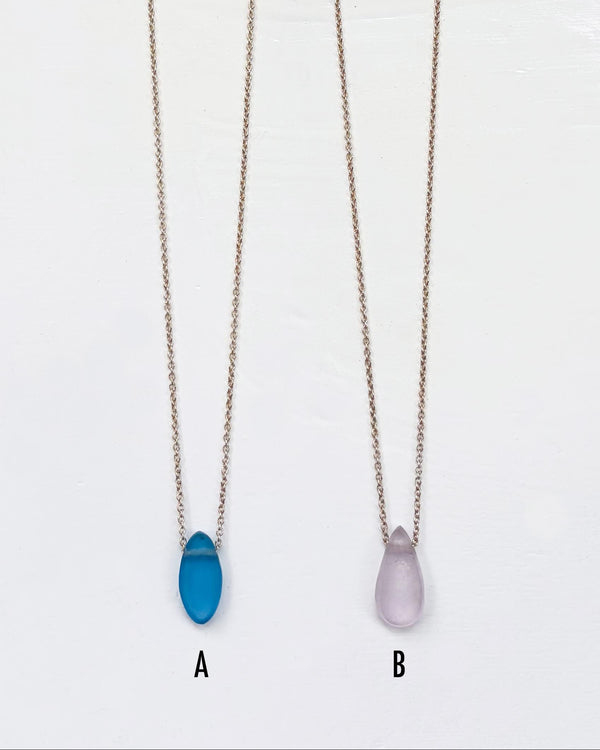 Shaped Sea Glass Necklaces in Silver