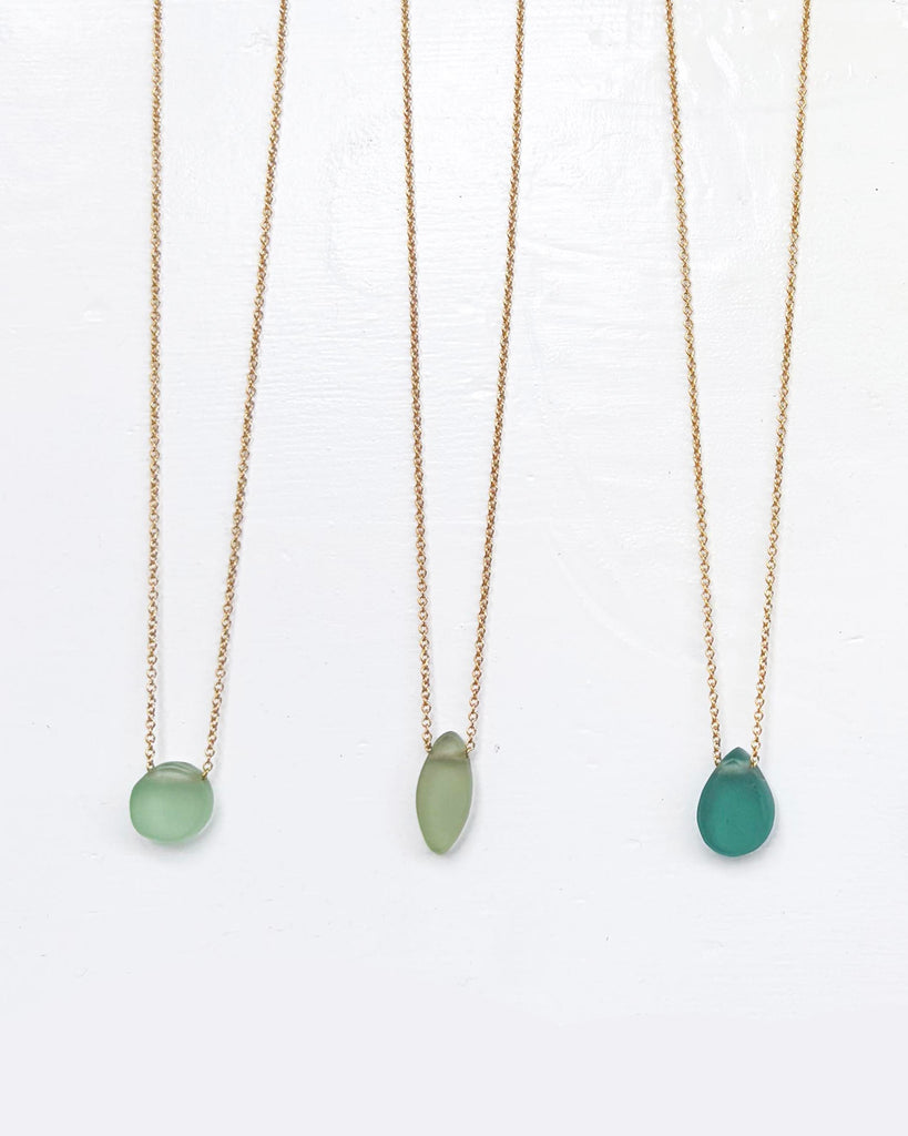 Shaped Sea Glass Necklaces in Gold