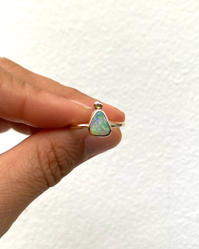 Australian opal stacking ring in 14k gold filled, size 6.75