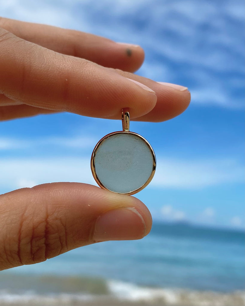 pale sea foam sea glass sun in gold