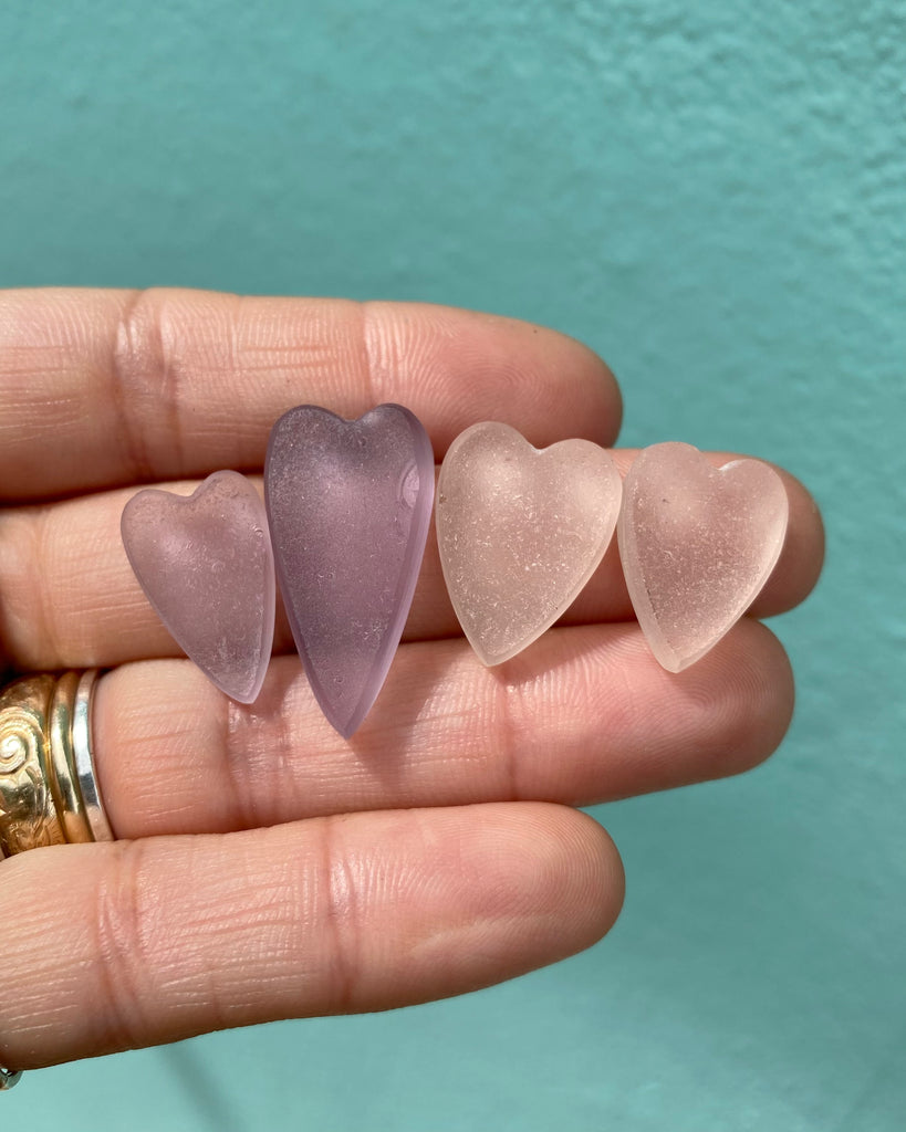 Made to Order - Rare Pink & Purple Sea Glass Heart Necklaces