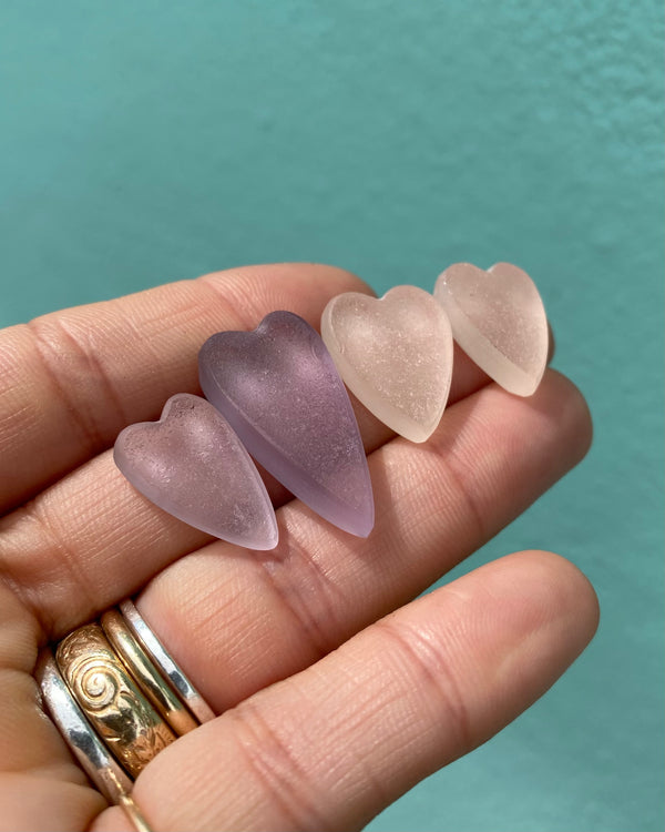 Made to Order - Rare Pink & Purple Sea Glass Heart Necklaces