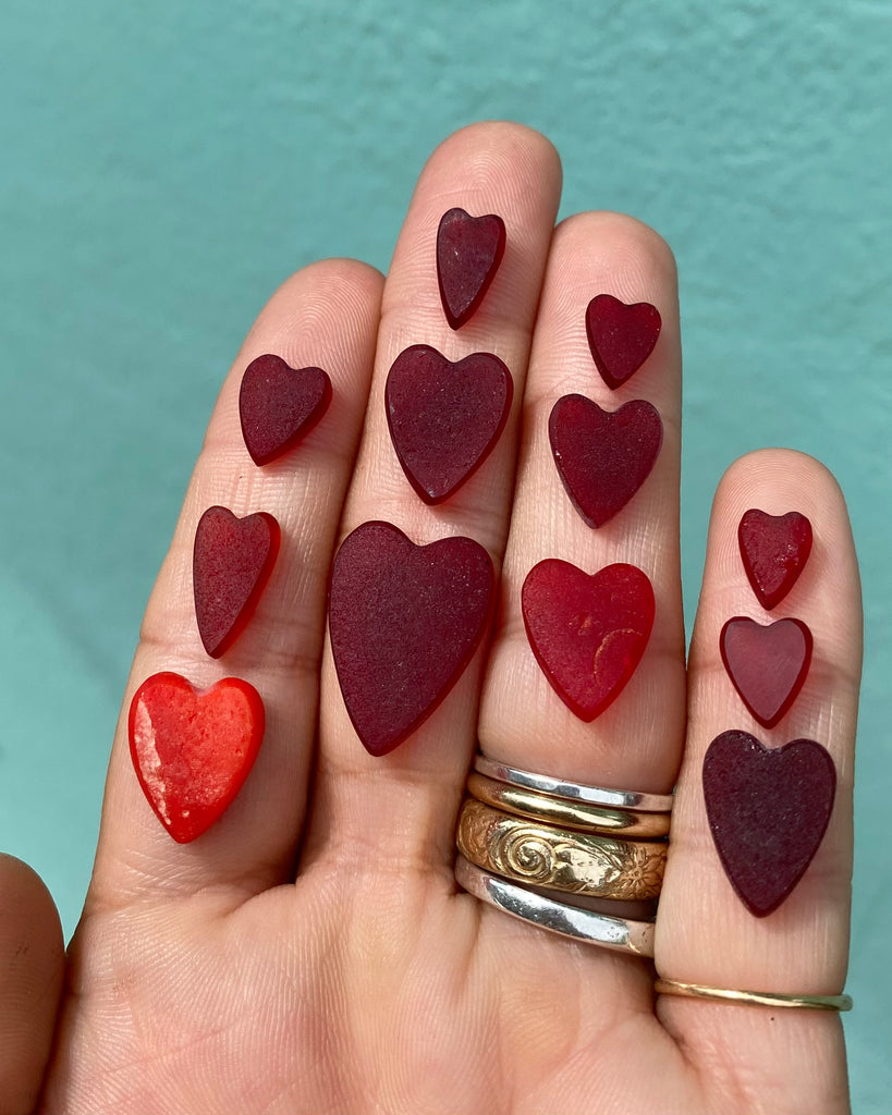 Made to Order - Rare Red Sea Glass Heart Necklaces
