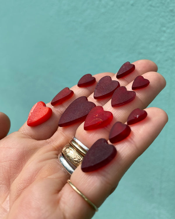 Made to Order - Rare Red Sea Glass Heart Necklaces