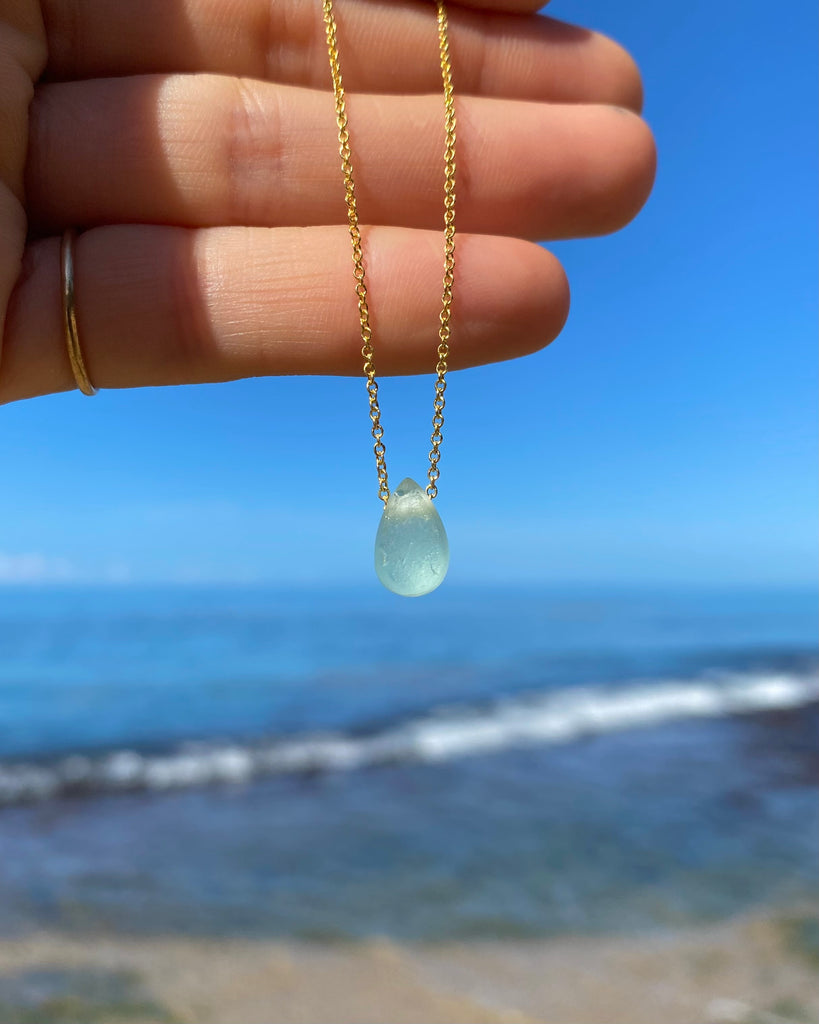 sea glass ocean drop necklaces