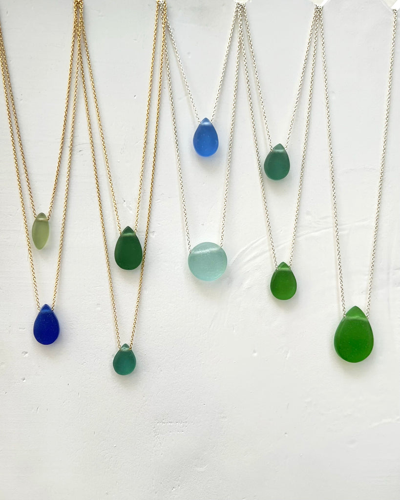 Shaped Sea Glass Necklaces in Gold & Silver