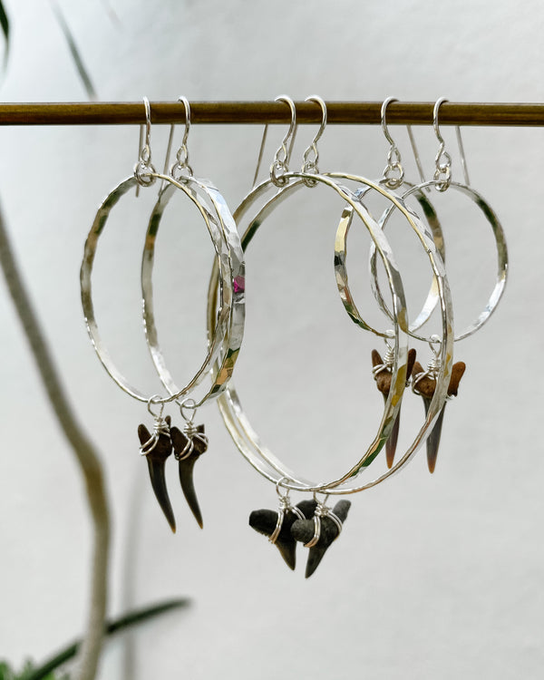 Shark Teeth Hoops in Sterling Silver