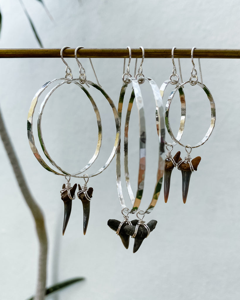 Shark Teeth Hoops in Sterling Silver
