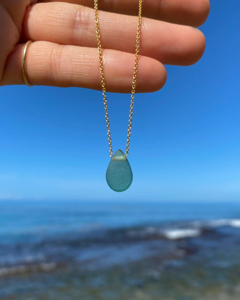 sea glass ocean drop necklaces