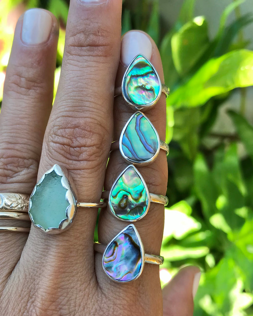 tear drop magic ocean abalone ring