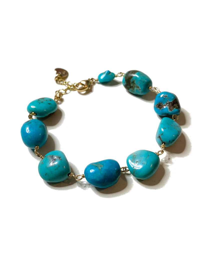 Hand Wrapped Turquoise Bracelet in 14k Gold Filled