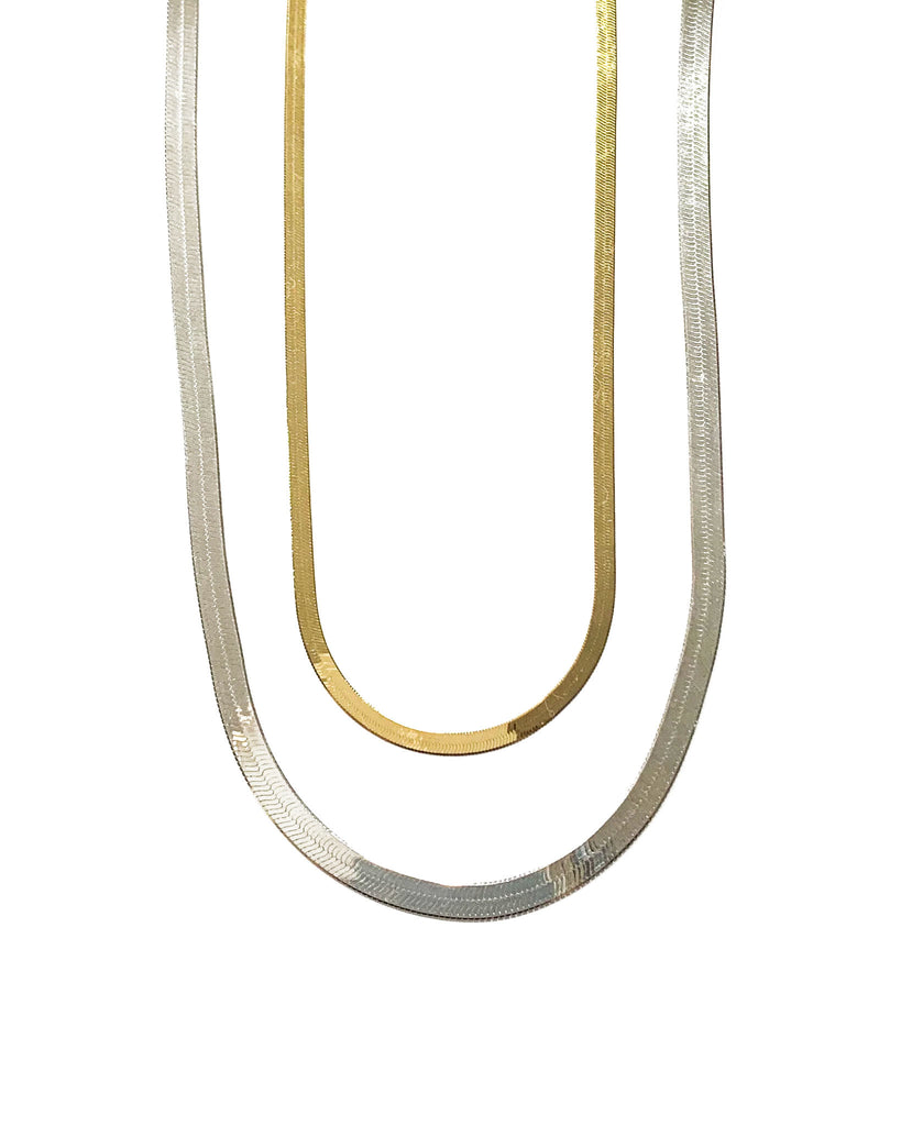 herringbone layering necklace in gold or silver