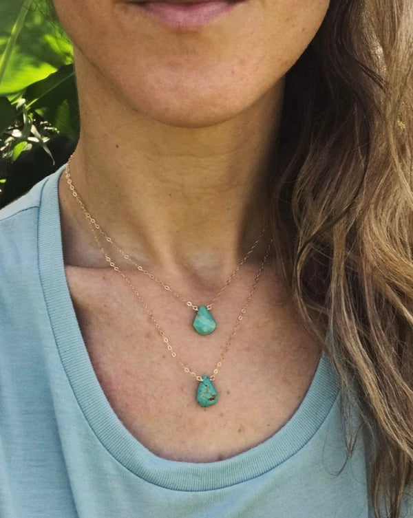 turquoise on silver or 14k gold fill