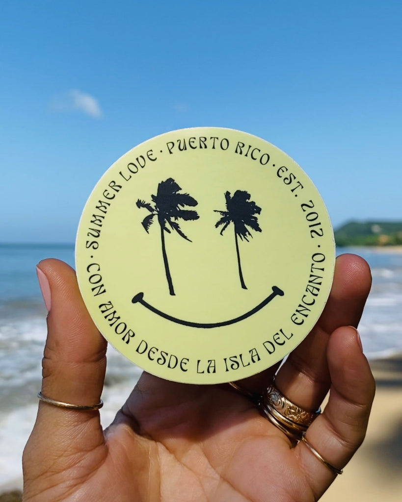 SLJ palm tree smiley face sticker